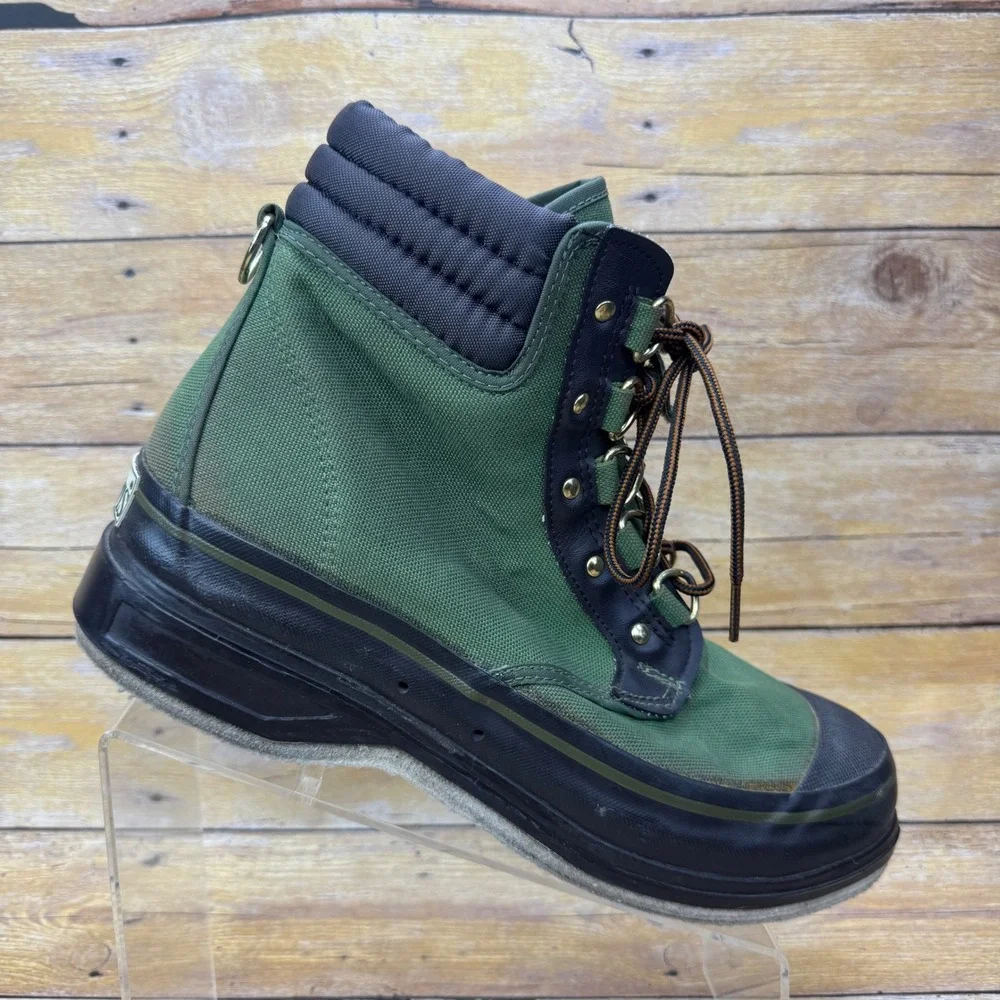 Orvis Wading‎ Boots Mens 9 Green Canvas Felt Sole Fly Fishing Gear Gravel